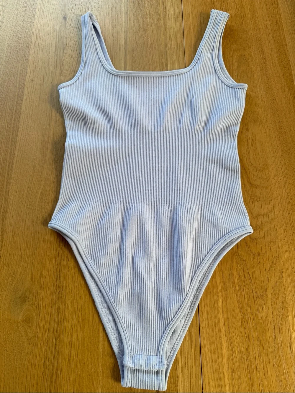 Womens Light Lavender Ribbed One-Piece Swimsuit